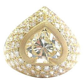 SPADE SHAPE Diamond NATURAL Fancy Light Yellow Diamond Yellow Gold Ring 4.49CT