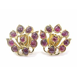 22Kt Gem Red Ruby Yellow Gold Stud Flower Earrings