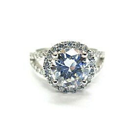 Round Diamond Halo Split Shank Engagement Ring