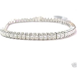 Natural Princess Cut Diamond White Gold Tennis Bracelet 18Kt 57-Stones H-vs1