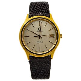 Omega De Ville Quartz Yellow Gold Plated Date Steel Case Back Men's Watch