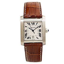 Cartier Tank Francaise Stainless Steel LeatherStrap Automatic Watch 30x28mm