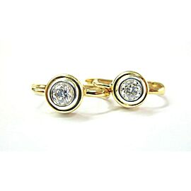 Round Diamond Bezel Set Huggie Earrings 14Kt Yellow Gold .50Ct