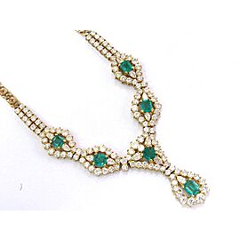 Colombian Green Emerald & Diamond Necklace Solid