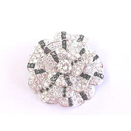 18Kt Black & White NATURAL Diamond Solid White Gold Flower Pendant 26mm 3.38Ct