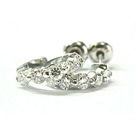 Diamond Hoop Earrings 14Kt White Gold Shared Prong 10-Stones .70Ct F-VS2 12mm