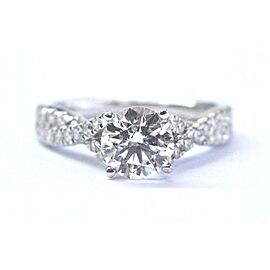 Tolkowsky Round Cut Diamond White Gold Engagement Ring 14Kt IGI