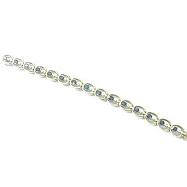 Blue Sapphire & Diamond Yellow Gold Tennis Bracelet 8.10Ct