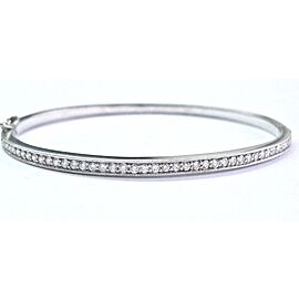 18Kt NATURAL Round Cut Diamond Milgrain White Gold Bangle