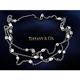 Tiffany & Co Platinum Multi Shape Diamond Swing 3-Row Necklace 16" 3.65Ct