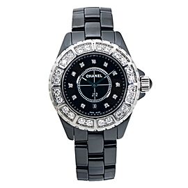 Chanel Ceramic Black Diamonds Dial Quartz Ladies Watch 38mm