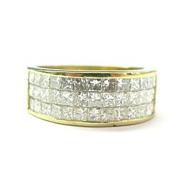 Invisible Princess Cut Diamond Ring 18Kt Yellow Gold