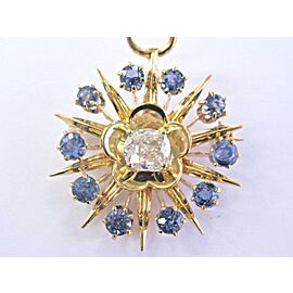 Vintage Old Mine Cut Diamond & Sapphire Yellow Gold