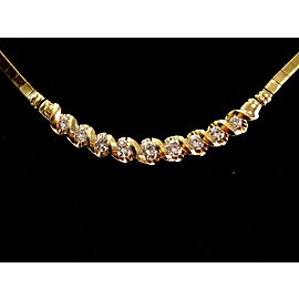 Fine Round Cut Diamond Yellow Gold Tension Setting Necklace