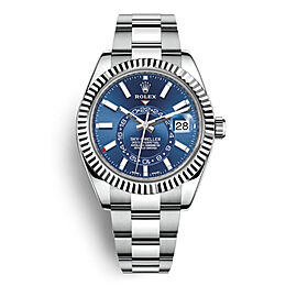 Rolex Sky-Dweller SS WhiteGold Bezel Blue Dial Men's Watch