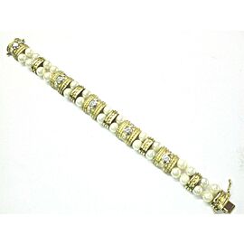 Pearl & Diamond Bracelet 14Kt Yellow Gold