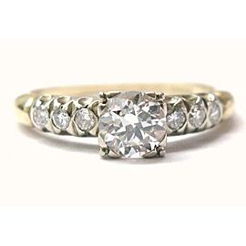 Old European Diamond Engagement Ring Solid Yellow Gold .80Ct G-VS2 SIZEABLE