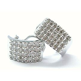 Natural Diamond Solid White Gold Huggie Earrings