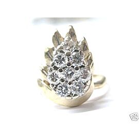 Natural Round Diamond Cluster Yellow Gold Jewelry Ring 14KT .82Ct H-SI1 SIzeable