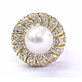 18Kt Pearl Diamond Yellow Gold Jewelry Anniversary Ring