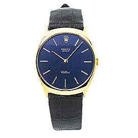 Rolex Cellini Yellow Gold Men's Manual Hand Wind Watch Blue