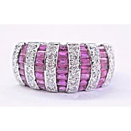 18Kt Gem Ruby & Diamond White Gold WIDE Band Ring