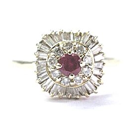 Fine Gem Ruby & Diamond Yellow Gold Ballerina Jewelry Ring