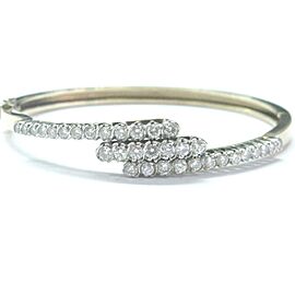 Round Diamond Yellow Gold Bangle Three-Row