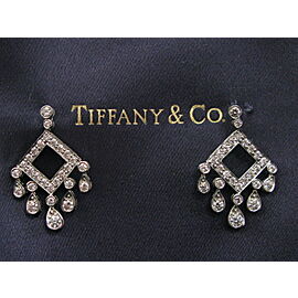 Tiffany & Co Platinum Legacy Open Square Diamond Drop Earrings 1.33CT