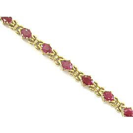 Oval Ruby & Diamond Yellow Gold Tennis Bracelet