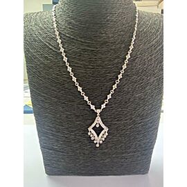 Milgrain Diamond Necklace 18Kt White Gold