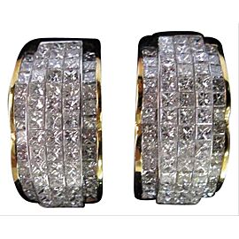 Princess Cut Diamond Huggie Earrings Yellow Gold