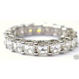 Fine 14Kt Asscher Cut NATURAL Diamond Eternity Ring White Gold Size 6