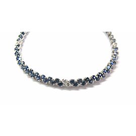 LeVian Blue Sapphire Diamond Tennis Bracelet 18KT White Gold