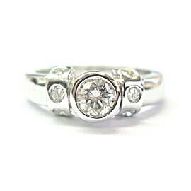 Round Diamond Bezel Set White Gold Solitaire W Accent Ring