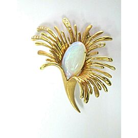 Opal & Diamond Brooch 18Kt Yellow Gold