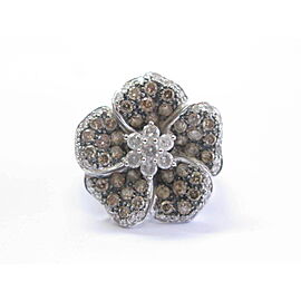 Fine Flower Multi Color Diamond White Gold Flower Ring