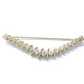 Natural Round Diamond Bar Setting Yellow Gold Pin Brooch 1