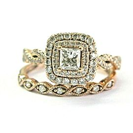 Princess Cut Diamond Wedding Set Rose Gold 14Kt/10KT