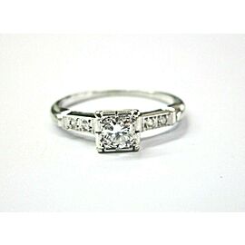 Vintage Old European Cut Diamond Ring 18kt White Gold .