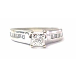 Princess Cut Diamond Engagement Ring Solid White Gold 14Kt EGL