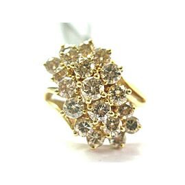 Fancy Brown Cluster Diamond Ring Solid 14Kt Yellow Gold 19-Stones