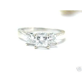 Fine 18KT Princess Cut Diamond 3 Stone White Gold Engagement Ring