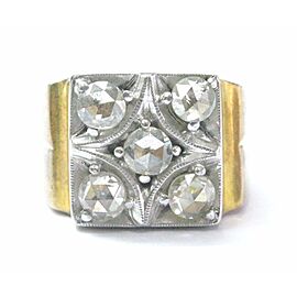 Rose Cut Diamond Vintage Ring Two-Tone 14KT Solid Gold