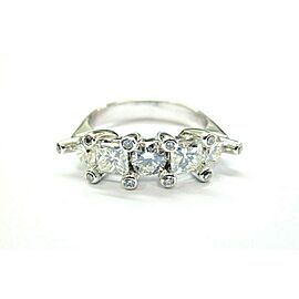 Round & Princess Cut Diamond Band Ring 18Kt White Gold