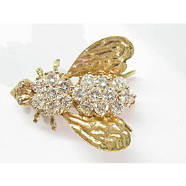 Fine Diamond Bee Pin / Brooch 14KT Yellow Gold