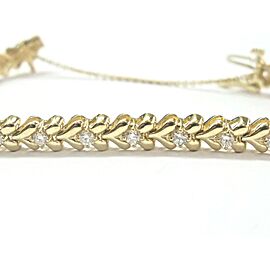 Round Diamond Yellow Gold Heart Shape Tennis Bracelet