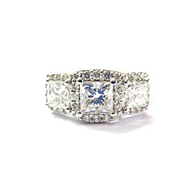 Three Stone Princess Cut Diamond Ring Platinum