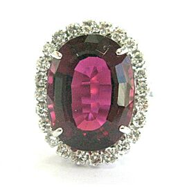 Red Tourmaline & Diamond 14Kt White Gold