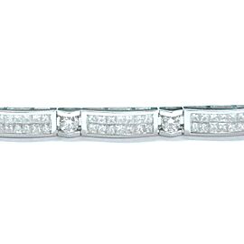 18Kt Princess & Round NATURAL Diamond Tennis Bracelet & Pendant